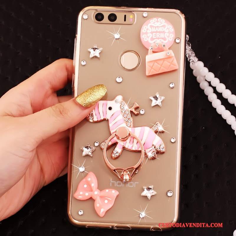 Custodia Huawei P9 Silicone Ornamenti Appesi Tutto Incluso, Cover Huawei P9 Strass Telefono Ring