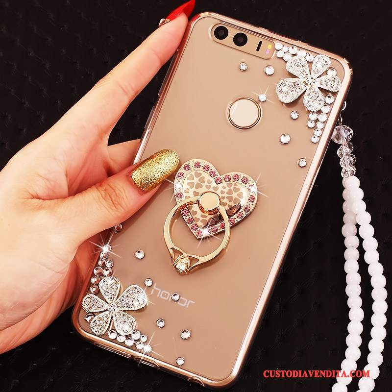 Custodia Huawei P9 Silicone Ornamenti Appesi Tutto Incluso, Cover Huawei P9 Strass Telefono Ring