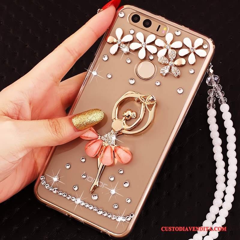 Custodia Huawei P9 Silicone Ornamenti Appesi Tutto Incluso, Cover Huawei P9 Strass Telefono Ring