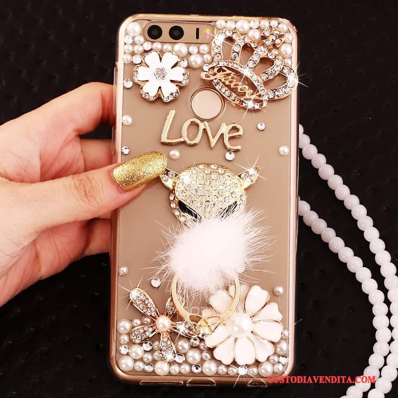 Custodia Huawei P9 Silicone Ornamenti Appesi Tutto Incluso, Cover Huawei P9 Strass Telefono Ring