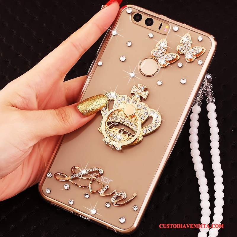 Custodia Huawei P9 Silicone Ornamenti Appesi Tutto Incluso, Cover Huawei P9 Strass Telefono Ring