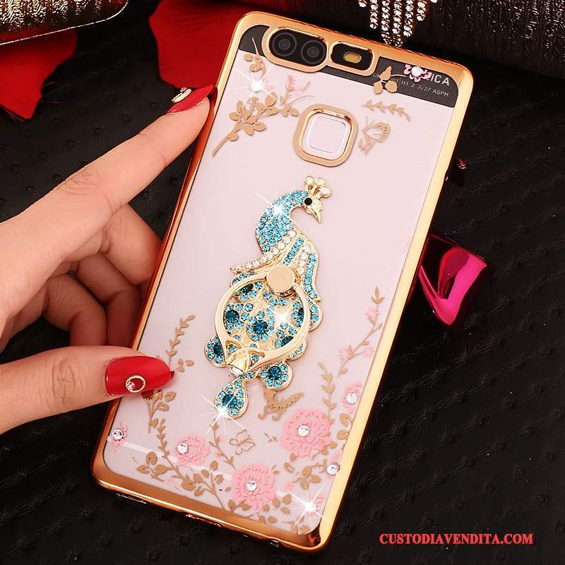 Custodia Huawei P9 Strass Blu, Cover Huawei P9 Silicone