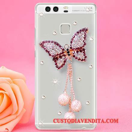 Custodia Huawei P9 Strass Sottile Difficile, Cover Huawei P9 Protezione Plastica Tendenza