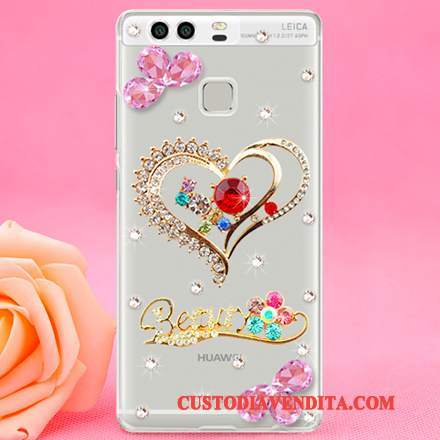 Custodia Huawei P9 Strass Sottile Difficile, Cover Huawei P9 Protezione Plastica Tendenza