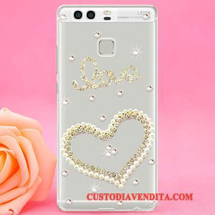 Custodia Huawei P9 Strass Sottile Difficile, Cover Huawei P9 Protezione Plastica Tendenza