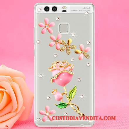 Custodia Huawei P9 Strass Sottile Difficile, Cover Huawei P9 Protezione Plastica Tendenza