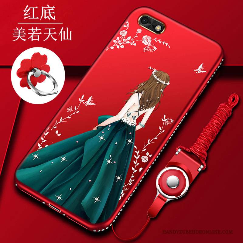 Custodia Huawei Y5 2018 Cartone Animato Telefono Tutto Incluso, Cover Huawei Y5 2018 Protezione Rosso Anti-caduta