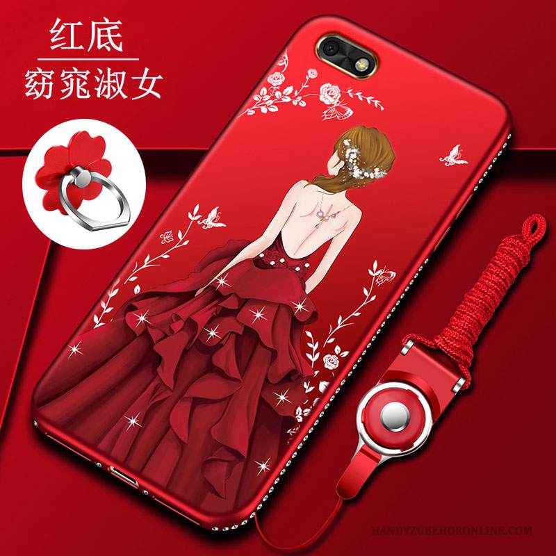 Custodia Huawei Y5 2018 Cartone Animato Telefono Tutto Incluso, Cover Huawei Y5 2018 Protezione Rosso Anti-caduta