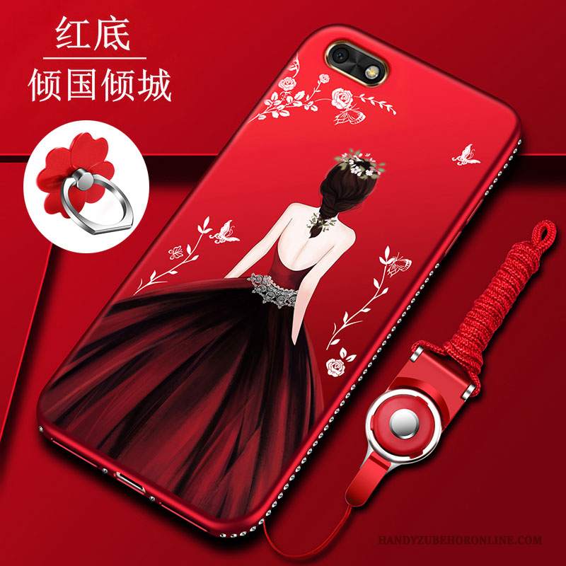 Custodia Huawei Y5 2018 Cartone Animato Telefono Tutto Incluso, Cover Huawei Y5 2018 Protezione Rosso Anti-caduta