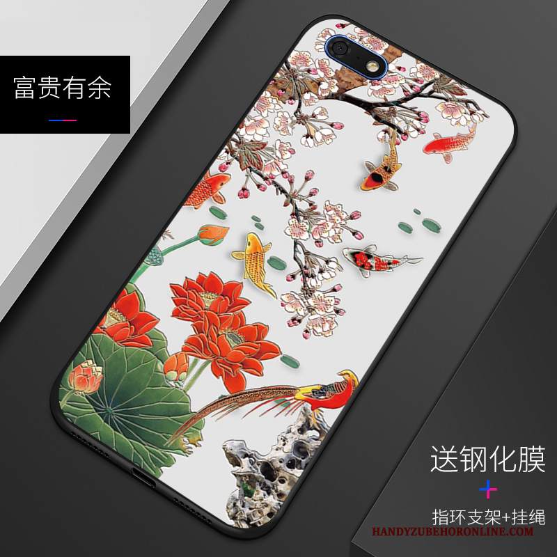 Custodia Huawei Y5 2018 Goffratura Blutelefono, Cover Huawei Y5 2018 Protezione Personalizza Morbido