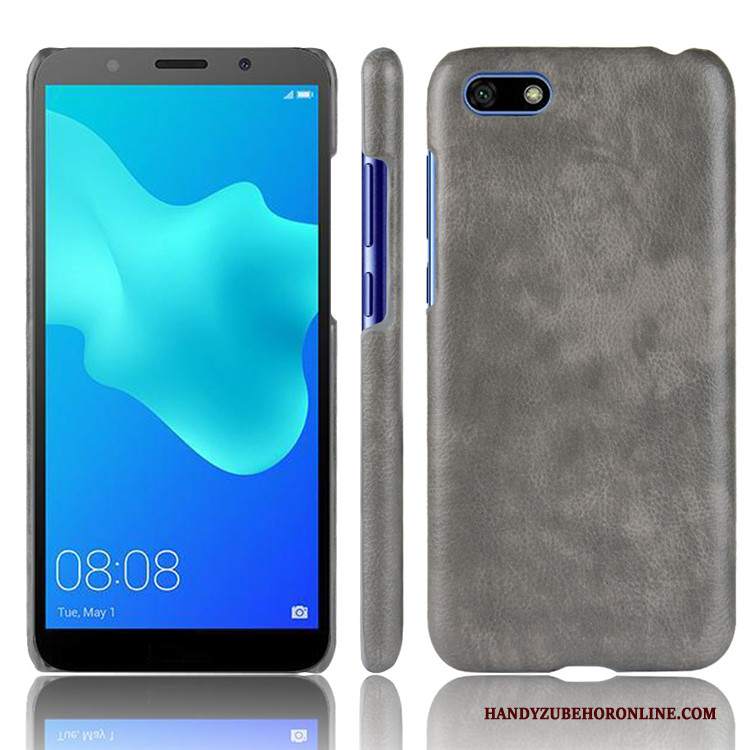 Custodia Huawei Y5 2018 Pelle Litchitelefono, Cover Huawei Y5 2018 Protezione Tendenza Nero