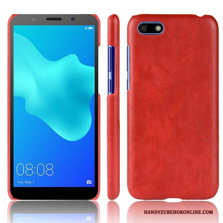 Custodia Huawei Y5 2018 Pelle Litchitelefono, Cover Huawei Y5 2018 Protezione Tendenza Nero