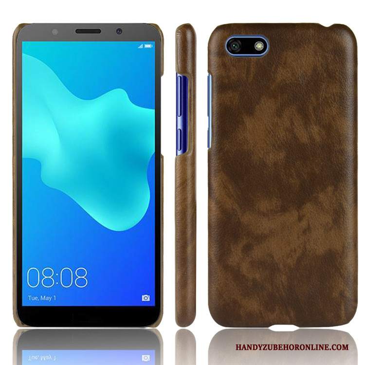 Custodia Huawei Y5 2018 Pelle Litchitelefono, Cover Huawei Y5 2018 Protezione Tendenza Nero