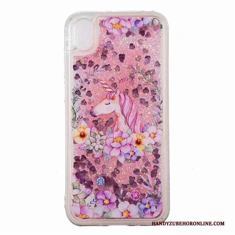 Custodia Huawei Y5 2019 Cartone Animato Sabbie Mobili Anti-caduta, Cover Huawei Y5 2019 Porpora Morbido