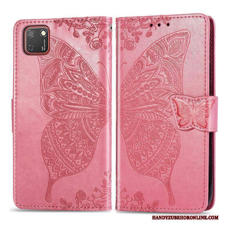 Custodia Huawei Y5p Folio Fioritelefono, Cover Huawei Y5p Pelle Porpora Ornamenti Appesi