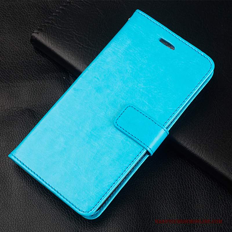 Custodia Huawei Y6 2018 Folio Borse Morbido, Cover Huawei Y6 2018 Pelle Blu