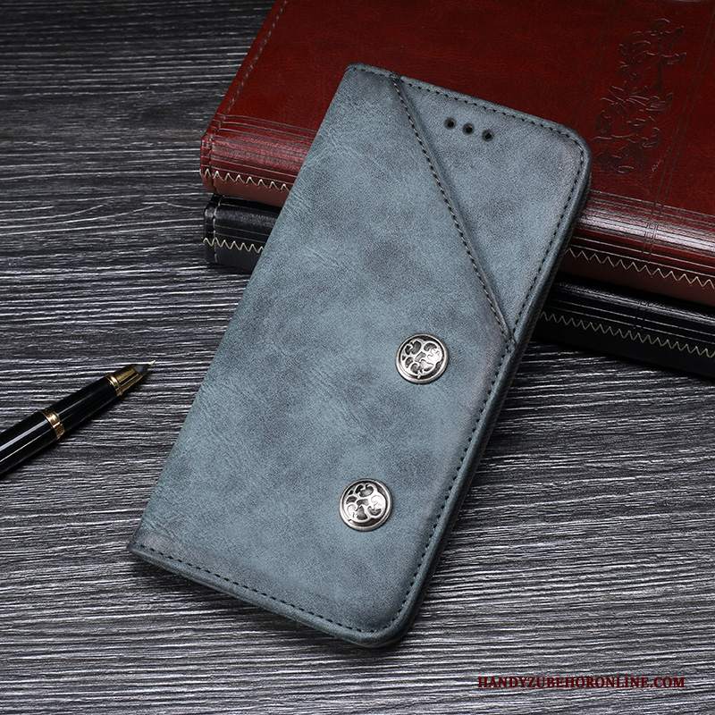 Custodia Huawei Y6 2018 Pelle Telefono Blu, Cover Huawei Y6 2018 Protezione Anti-caduta