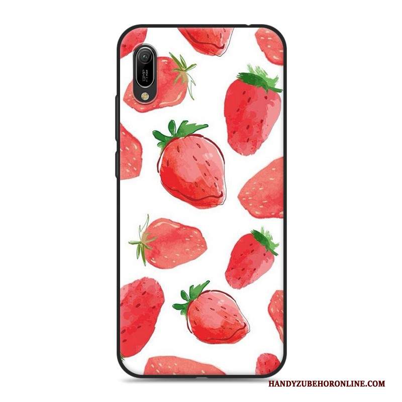 Custodia Huawei Y6 2019 Cartone Animato Bianco Morbido, Cover Huawei Y6 2019 Silicone Telefono