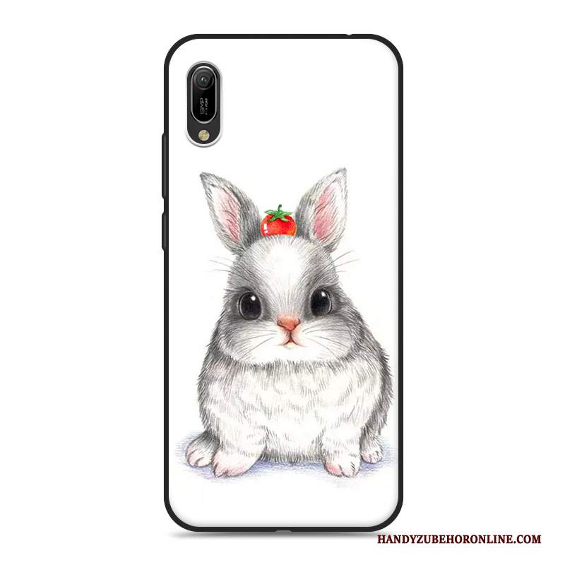 Custodia Huawei Y6 2019 Cartone Animato Bianco Morbido, Cover Huawei Y6 2019 Silicone Telefono