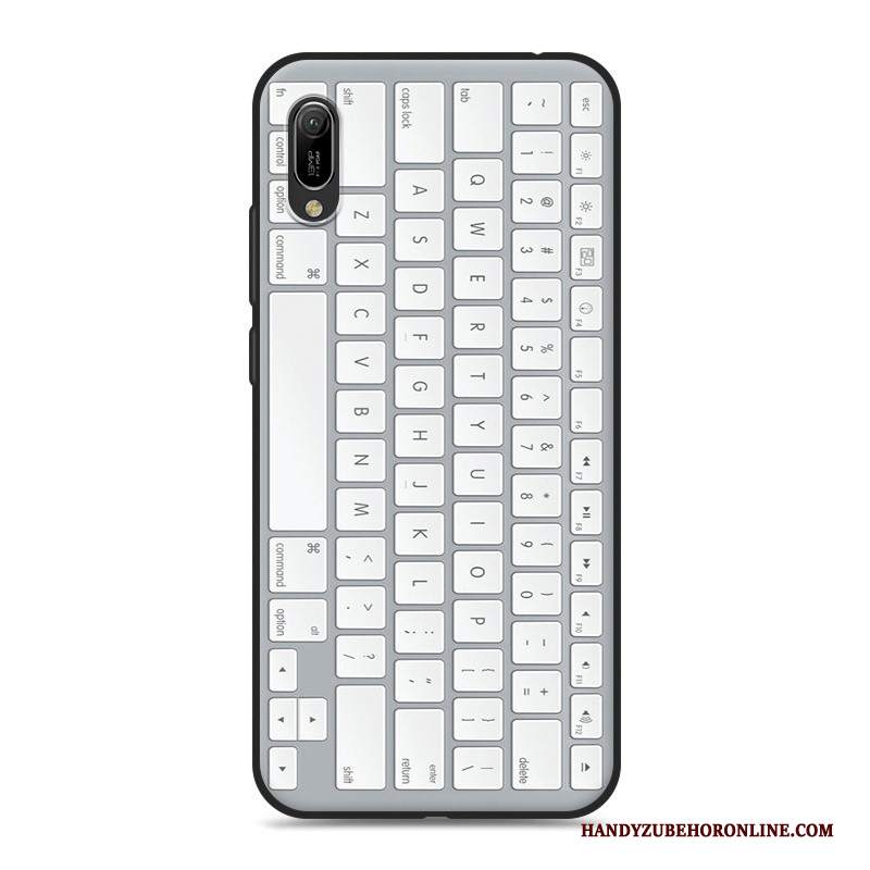 Custodia Huawei Y6 2019 Cartone Animato Bianco Morbido, Cover Huawei Y6 2019 Silicone Telefono