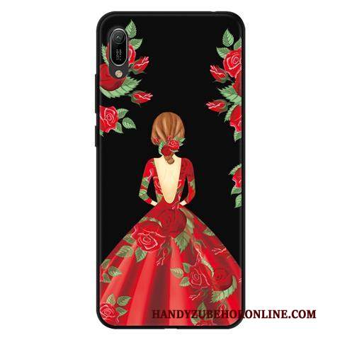 Custodia Huawei Y6 2019 Cartone Animato Morbido Garza, Cover Huawei Y6 2019 Protezione Pizzo Macchiati