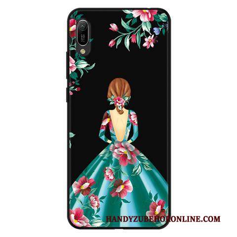 Custodia Huawei Y6 2019 Cartone Animato Morbido Garza, Cover Huawei Y6 2019 Protezione Pizzo Macchiati