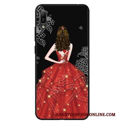 Custodia Huawei Y6 2019 Cartone Animato Morbido Garza, Cover Huawei Y6 2019 Protezione Pizzo Macchiati