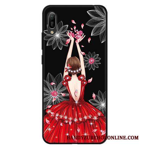 Custodia Huawei Y6 2019 Cartone Animato Morbido Garza, Cover Huawei Y6 2019 Protezione Pizzo Macchiati