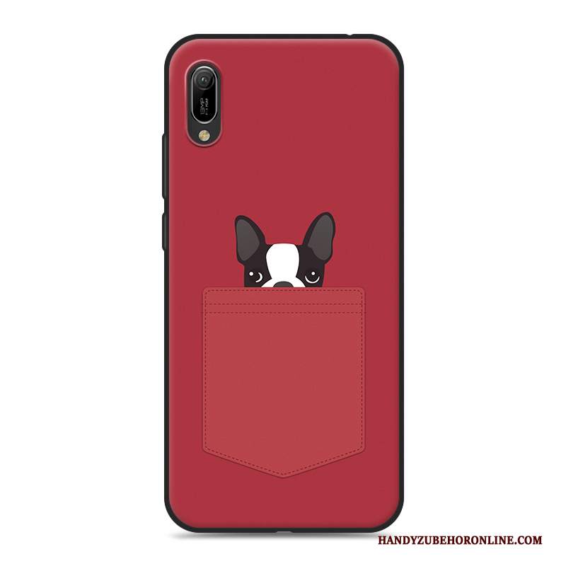 Custodia Huawei Y6 2019 Cartone Animato Telefono Morbido, Cover Huawei Y6 2019 Ornamenti Appesi Rosso