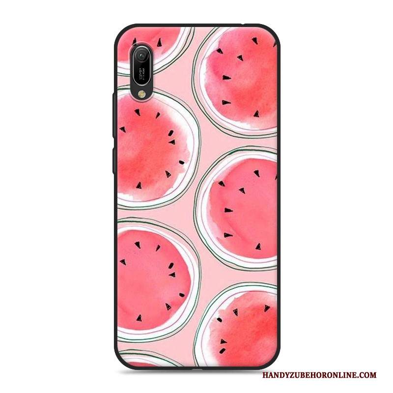 Custodia Huawei Y6 2019 Cartone Animato Telefono Morbido, Cover Huawei Y6 2019 Silicone Rosa