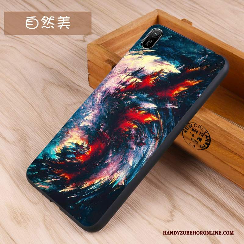 Custodia Huawei Y6 2019 Creativo Morbido Macchiati, Cover Huawei Y6 2019 Protezione Net Red Anti-caduta