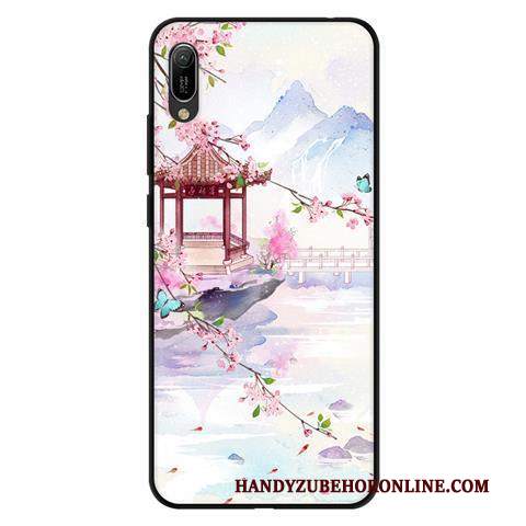 Custodia Huawei Y6 2019 Protezione Anti-caduta Nero, Cover Huawei Y6 2019 Rosa Morbido