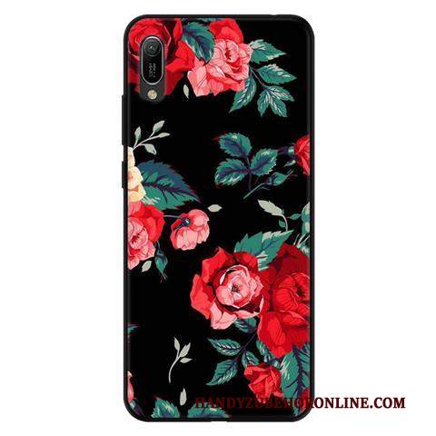 Custodia Huawei Y6 2019 Protezione Anti-caduta Nero, Cover Huawei Y6 2019 Rosa Morbido