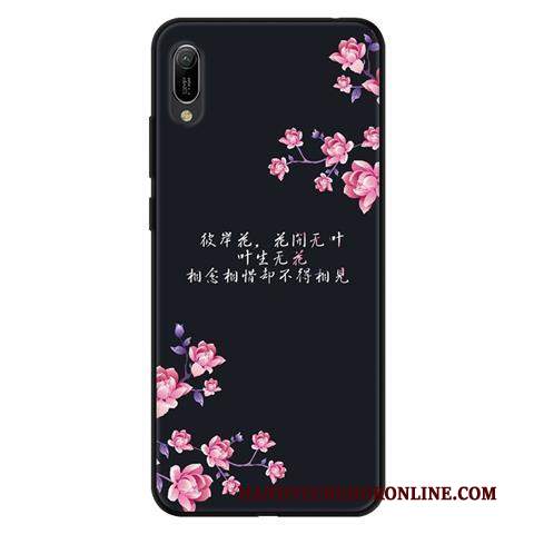 Custodia Huawei Y6 2019 Protezione Anti-caduta Nero, Cover Huawei Y6 2019 Rosa Morbido