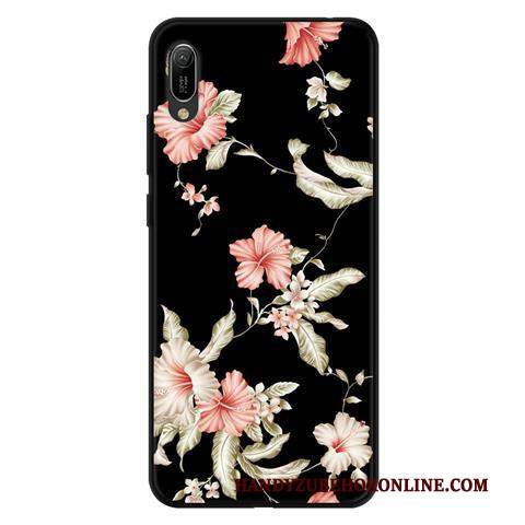 Custodia Huawei Y6 2019 Protezione Anti-caduta Nero, Cover Huawei Y6 2019 Rosa Morbido