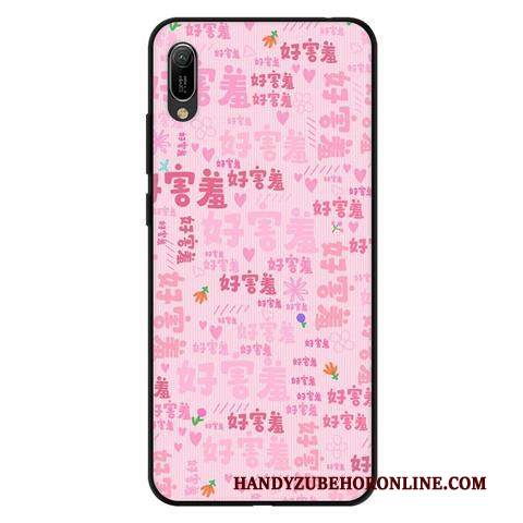 Custodia Huawei Y6 2019 Protezione Anti-caduta Nero, Cover Huawei Y6 2019 Rosa Morbido