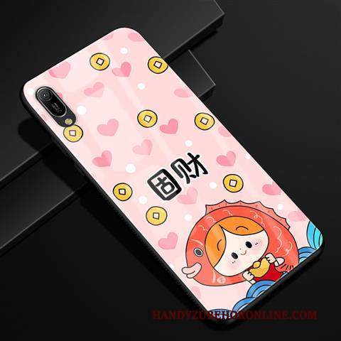 Custodia Huawei Y6 2019 Protezione Vetrotelefono, Cover Huawei Y6 2019 Cartone Animato Rosso Anti-caduta