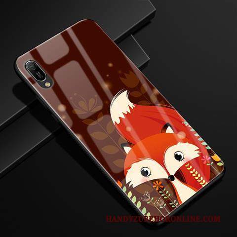 Custodia Huawei Y6 2019 Protezione Vetrotelefono, Cover Huawei Y6 2019 Cartone Animato Rosso Anti-caduta