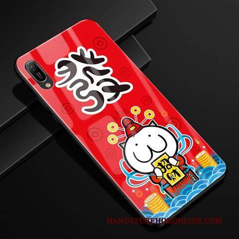 Custodia Huawei Y6 2019 Protezione Vetrotelefono, Cover Huawei Y6 2019 Cartone Animato Rosso Anti-caduta