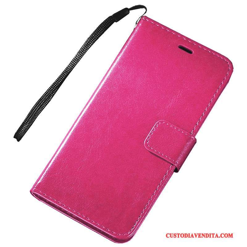 Custodia Huawei Y6 Pro 2017 Folio Rosso, Cover Huawei Y6 Pro 2017 Pelle