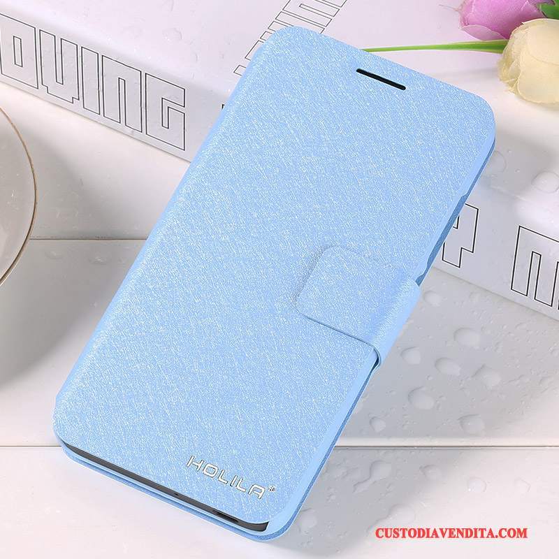 Custodia Huawei Y6 Pro 2017 Pelle Anti-caduta Blu Chiaro, Cover Huawei Y6 Pro 2017 Folio Telefono