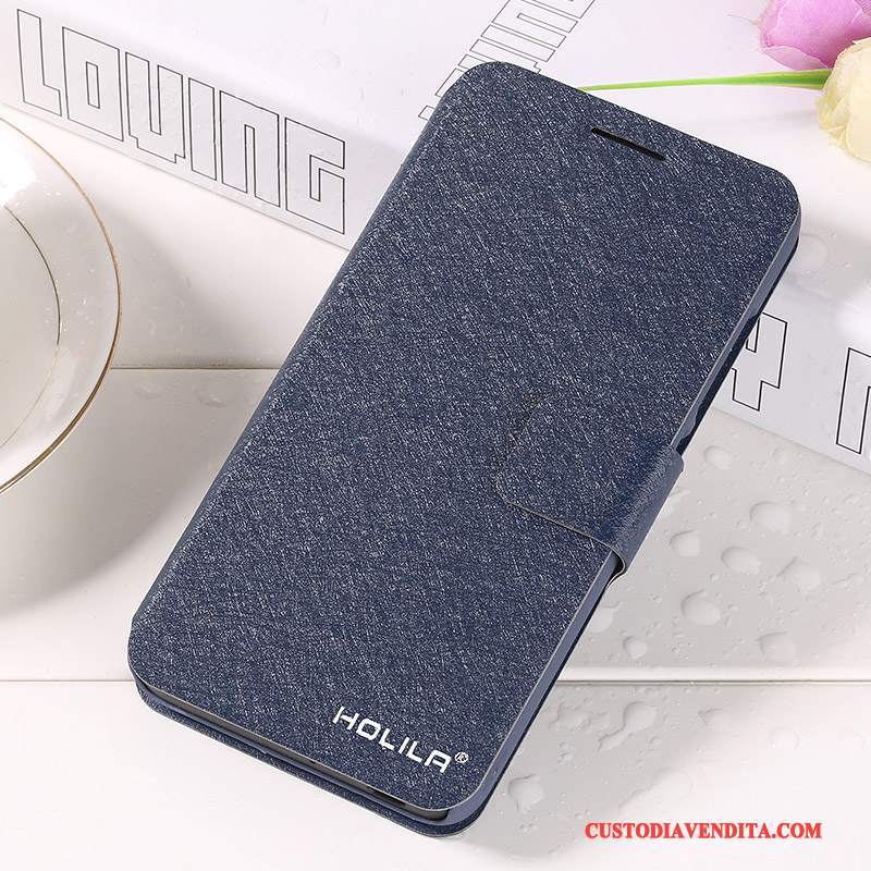 Custodia Huawei Y6 Pro 2017 Pelle Anti-caduta Blu Chiaro, Cover Huawei Y6 Pro 2017 Folio Telefono