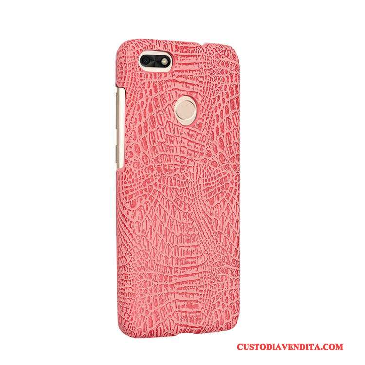 Custodia Huawei Y6 Pro 2017 Vintage Modello Coccodrillo Arancione, Cover Huawei Y6 Pro 2017 Protezione Difficiletelefono