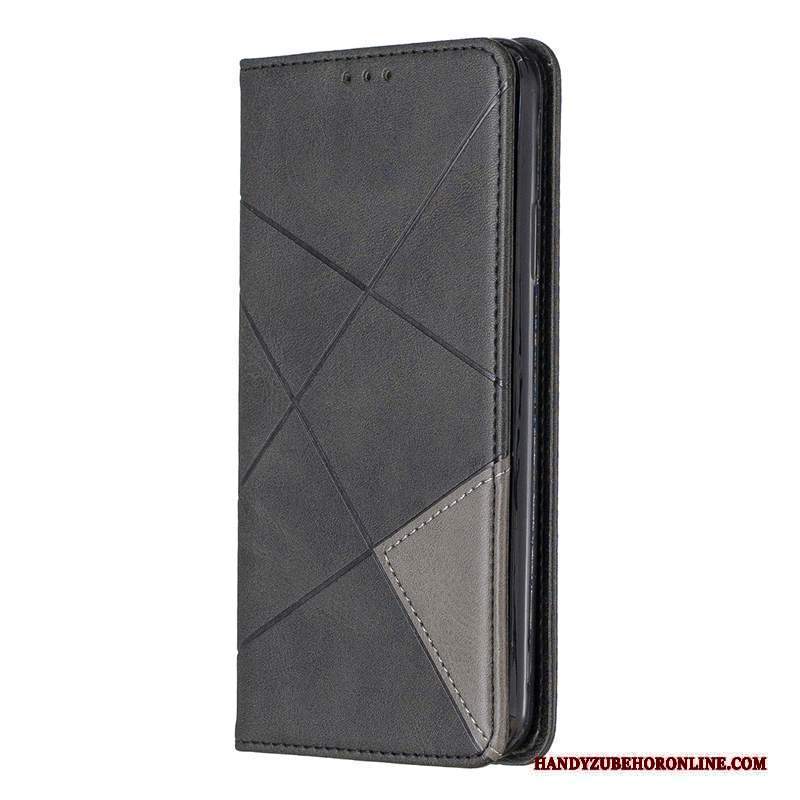 Custodia Huawei Y6p Pelle Telefono Nero, Cover Huawei Y6p Folio Giallo Anti-caduta