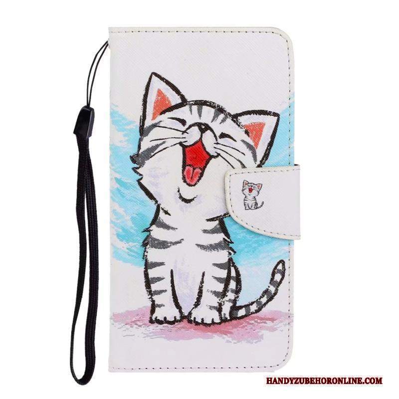 Custodia Huawei Y6s Cartone Animato Blu Gattino, Cover Huawei Y6s Folio Telefono Carta