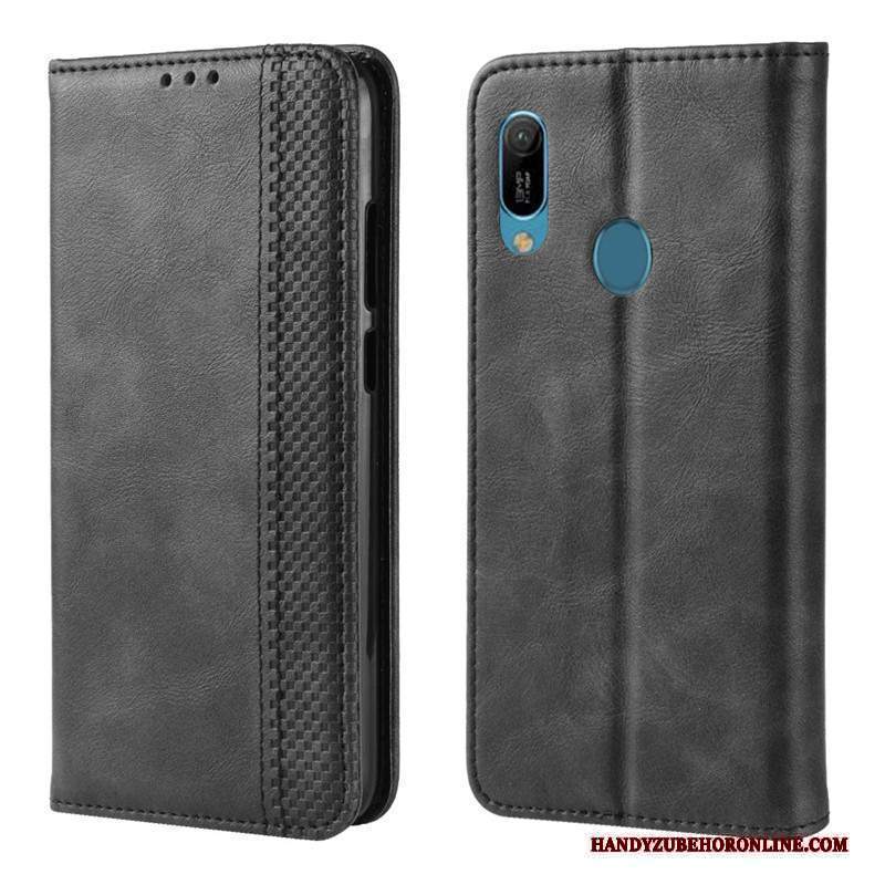 Custodia Huawei Y6s Pelle Telefono Magnete Vicino, Cover Huawei Y6s Protezione Nero Anti-caduta