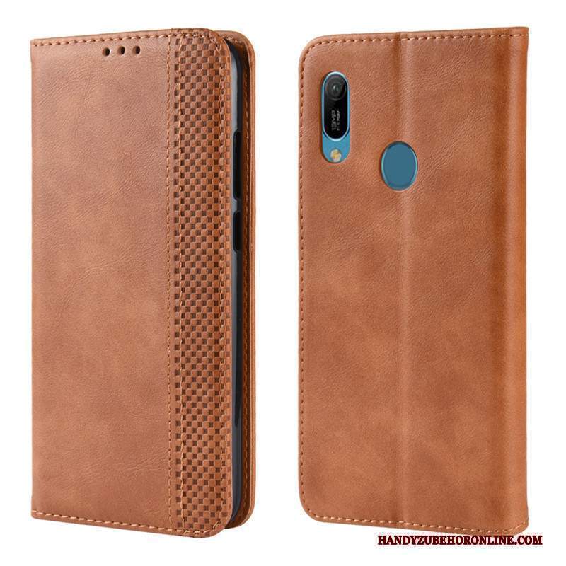 Custodia Huawei Y6s Pelle Telefono Magnete Vicino, Cover Huawei Y6s Protezione Nero Anti-caduta