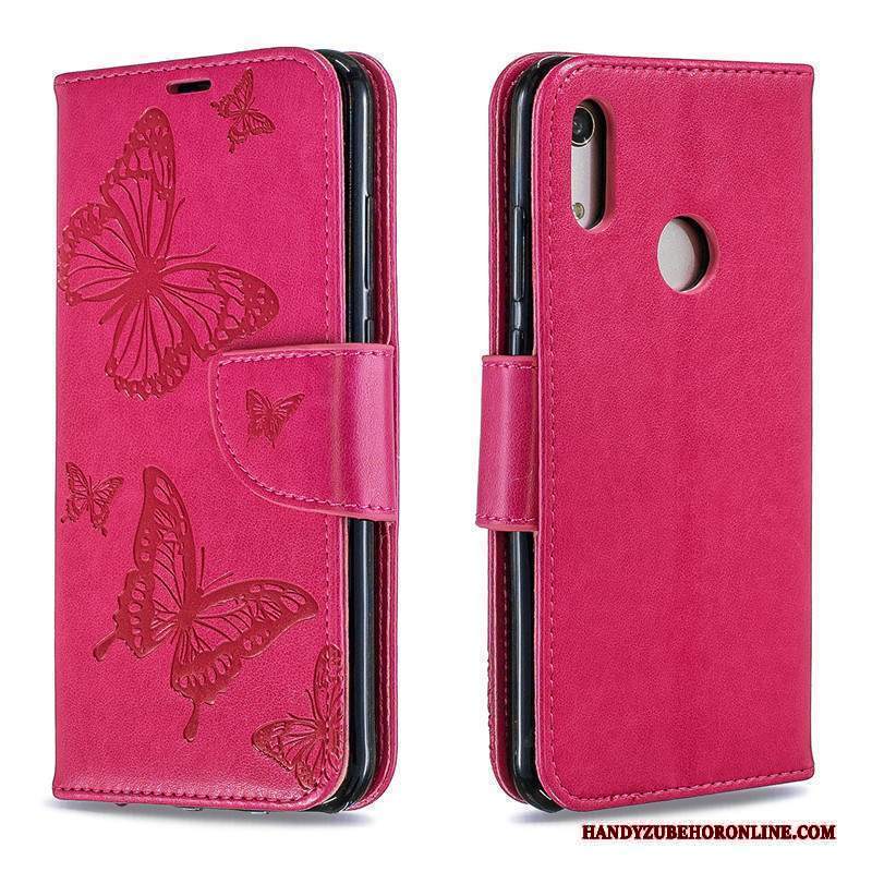 Custodia Huawei Y6s Protezione Rosso Ornamenti Appesi, Cover Huawei Y6s Pelle Farfallatelefono