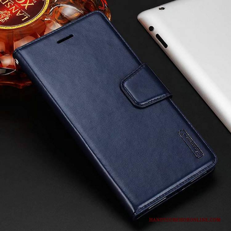 Custodia Huawei Y7 2018 Portafoglio Supportotelefono, Cover Huawei Y7 2018 Pelle Blu Piccola