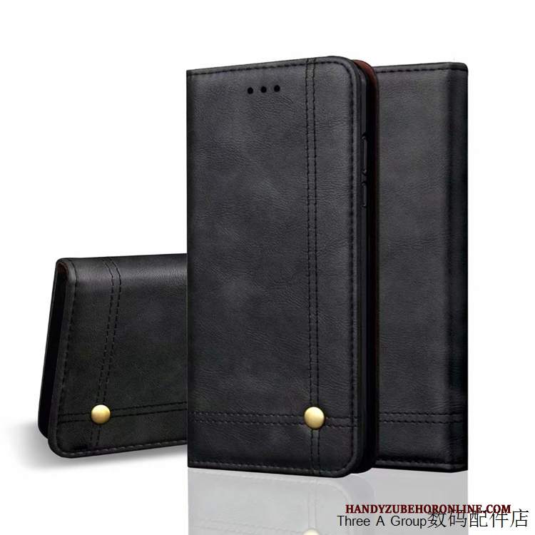 Custodia Huawei Y7 2018 Protezione Nero Affari, Cover Huawei Y7 2018 Pelle Semplici